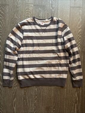 Levi’s Striped Crewneck Sweater - Gray and Cream